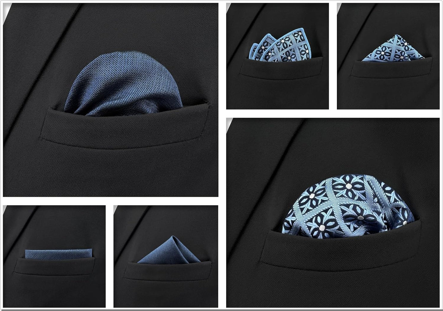 SHLAX&WING Assorted 5 Pieces Mens Silk Pocket Squares Handkerchiefs Set Lot