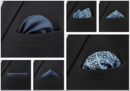 SHLAX&WING Assorted 5 Pieces Mens Silk Pocket Squares Handkerchiefs Set Lot