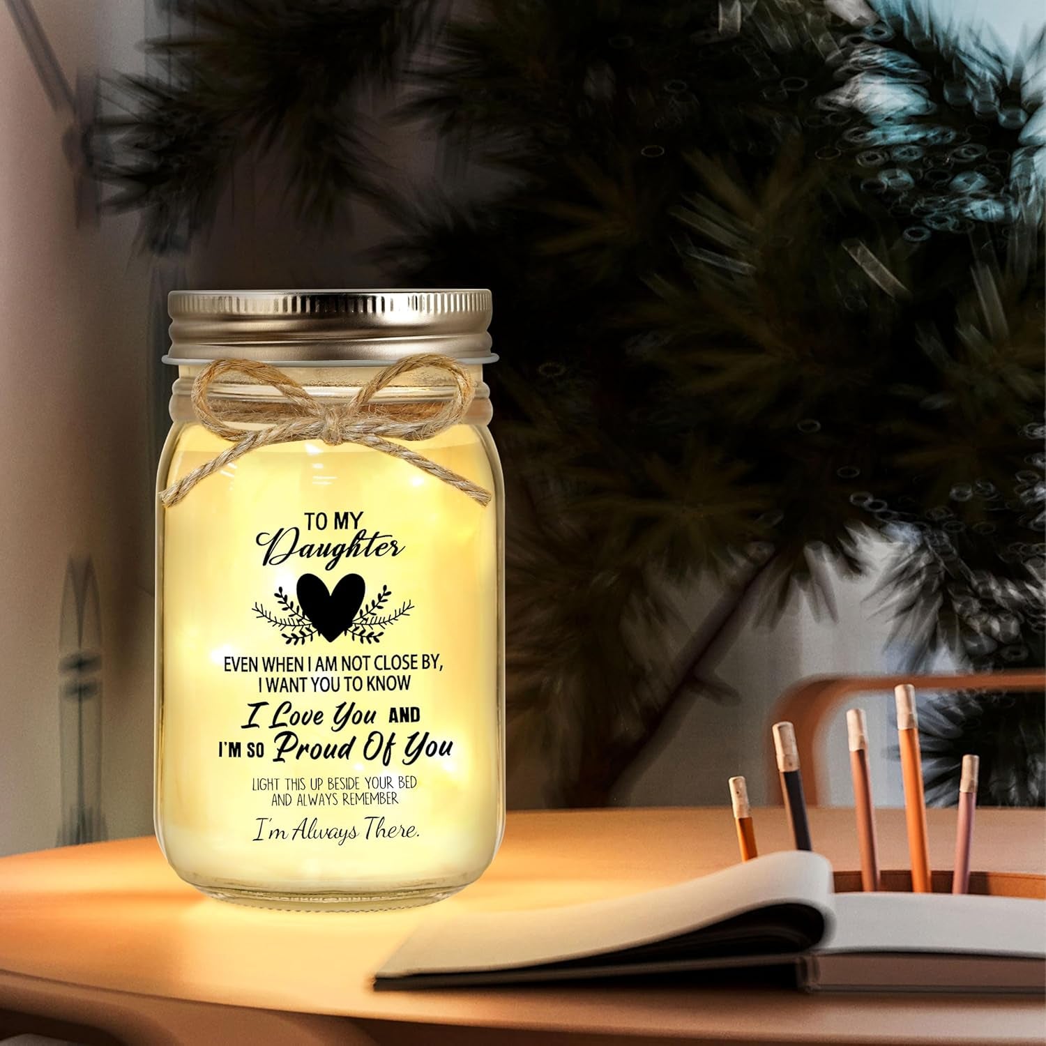 Gift for Daughter, Daughter Birthday Gifts from Mom Dad, Mother Daughters Gift, Daughters Gifts Mother'S Day Graduation Decorative Jar Light Night