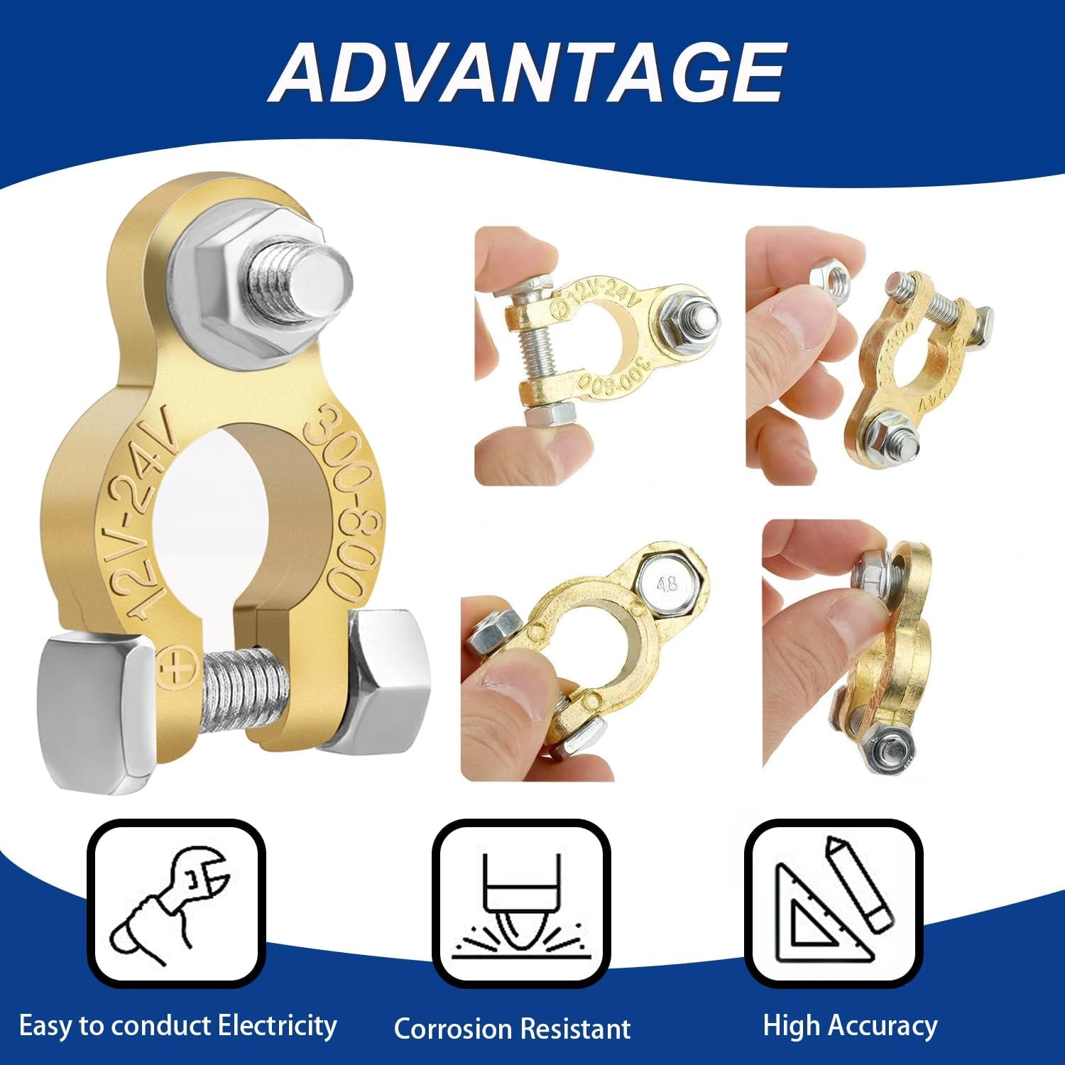 Tnisesm Battery Terminal Connectors, Car Battery Post Terminals, Battery Cable Ends with Marine Battery Terminal anti Corrosion Washers for Car RV Accessories Automotive Car Battery(2 Pair)