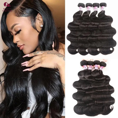 Beautyforever Body Wave Virgin Human Hair Bundles Deep Wave Thick 12A Brazilian Raw Virgin Hair Weave Straight 3/4 Bundles