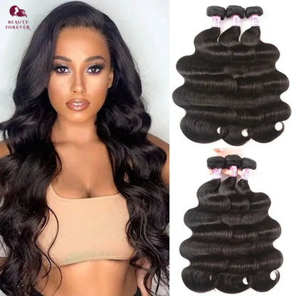 Beautyforever Body Wave Virgin Human Hair Bundles Deep Wave Thick 12A Brazilian Raw Virgin Hair Weave Straight 3/4 Bundles