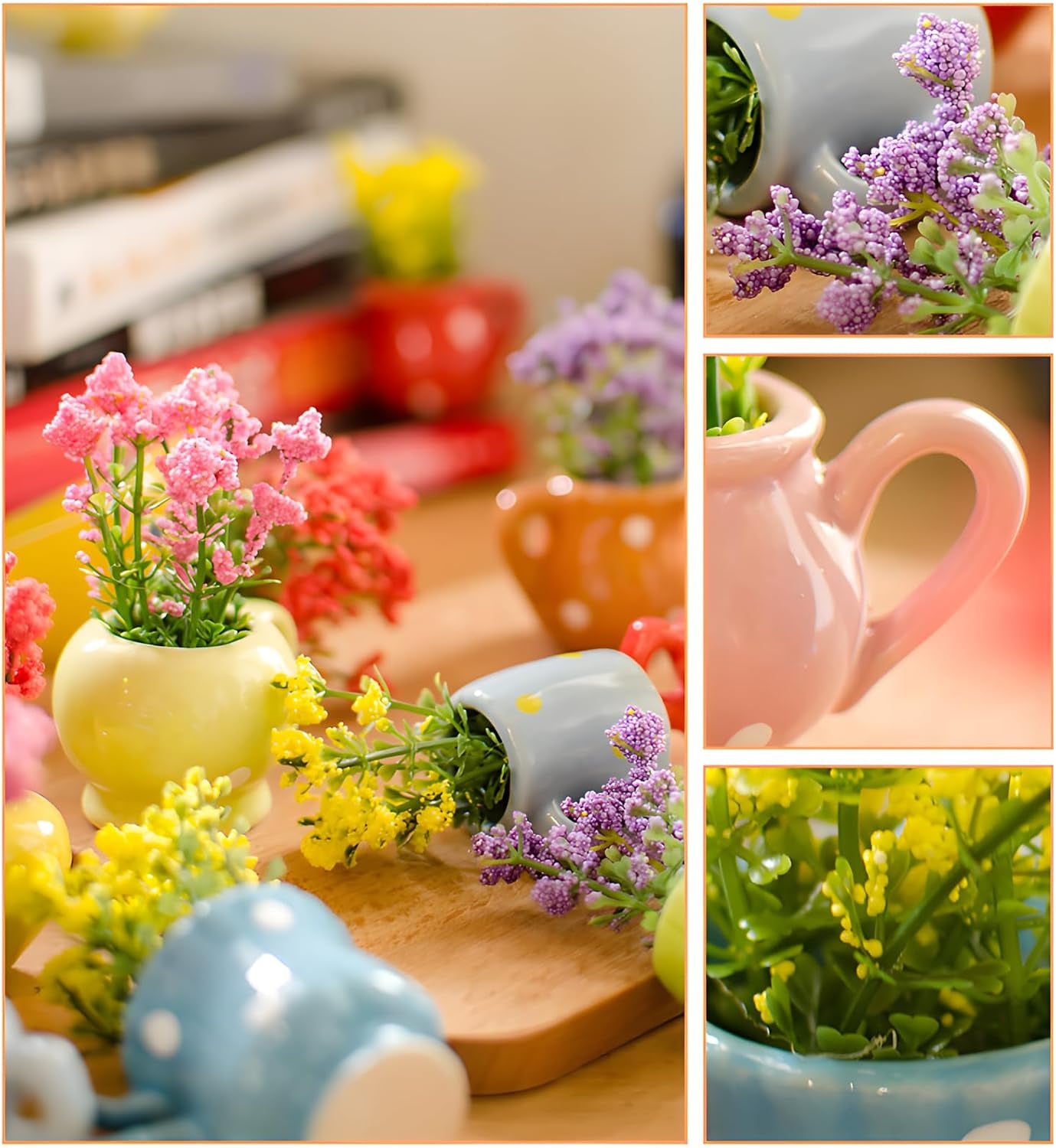 8Pcs Cute Mini Magnetic Vase for Fridge-Decorative Flowers Magnets,Vase Magnets for Fridge,Decoration for Home, Kitchen, Office, School, Locker, Whiteboard (Eight Flowered Vase Magnets)