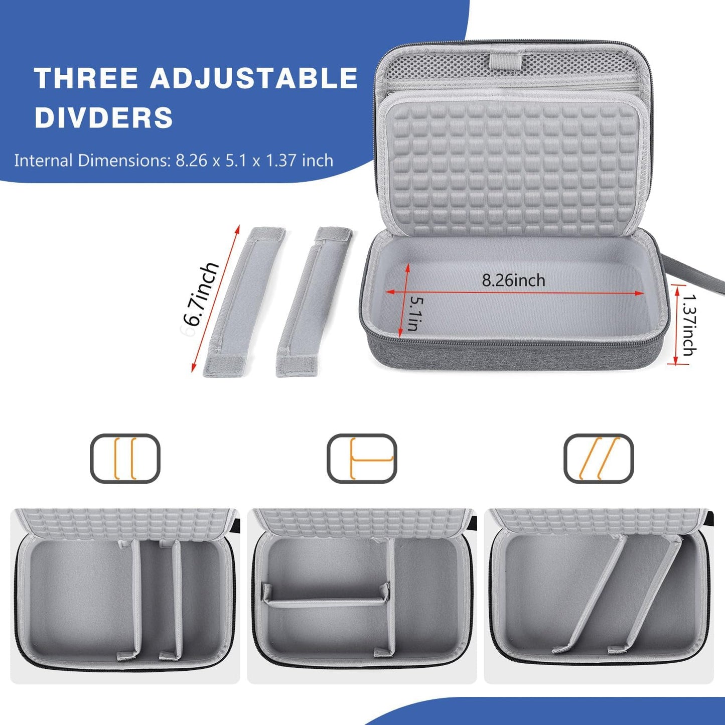 Hard Electronic Organizer Travel Case for Macbook Power Adapter Chargers Cables Power Bank Apple Magic Mouse Apple Pencil USB Flash Disk SD Card Hard Drive Waterproof Shockproof Carrying Case, Grey