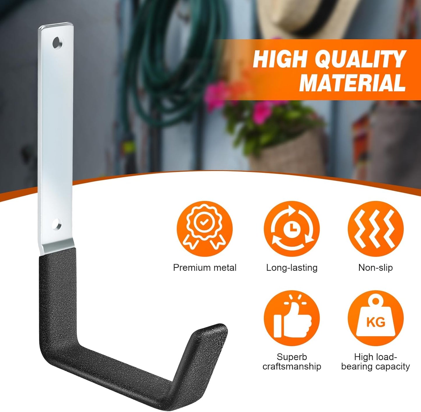 TVKB Ladder Hangers for Garage Wall Garage Hooks Heavy Duty Wall Hooks Set of 4 Tool Organizers and Storage Wall Mount Garage Storage Utility Rack Tool Holder for Garage Garden Shed Shop Bike Hose
