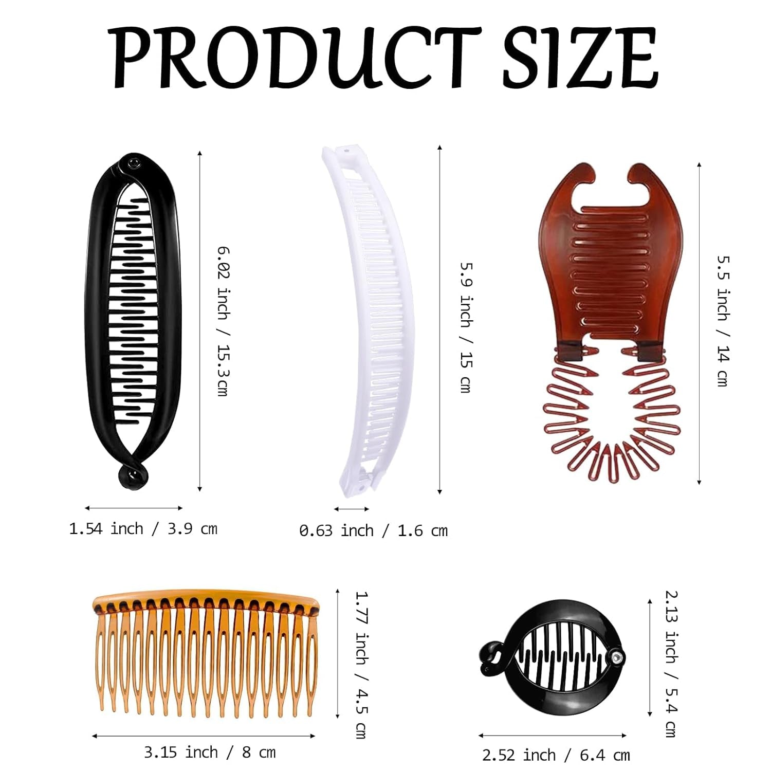 21-Piece Classic Banana Clips - Plastic Twist Hair Side Combs Accessories with 11/16/23/24 Teeth for Ponytails - Women & Girls