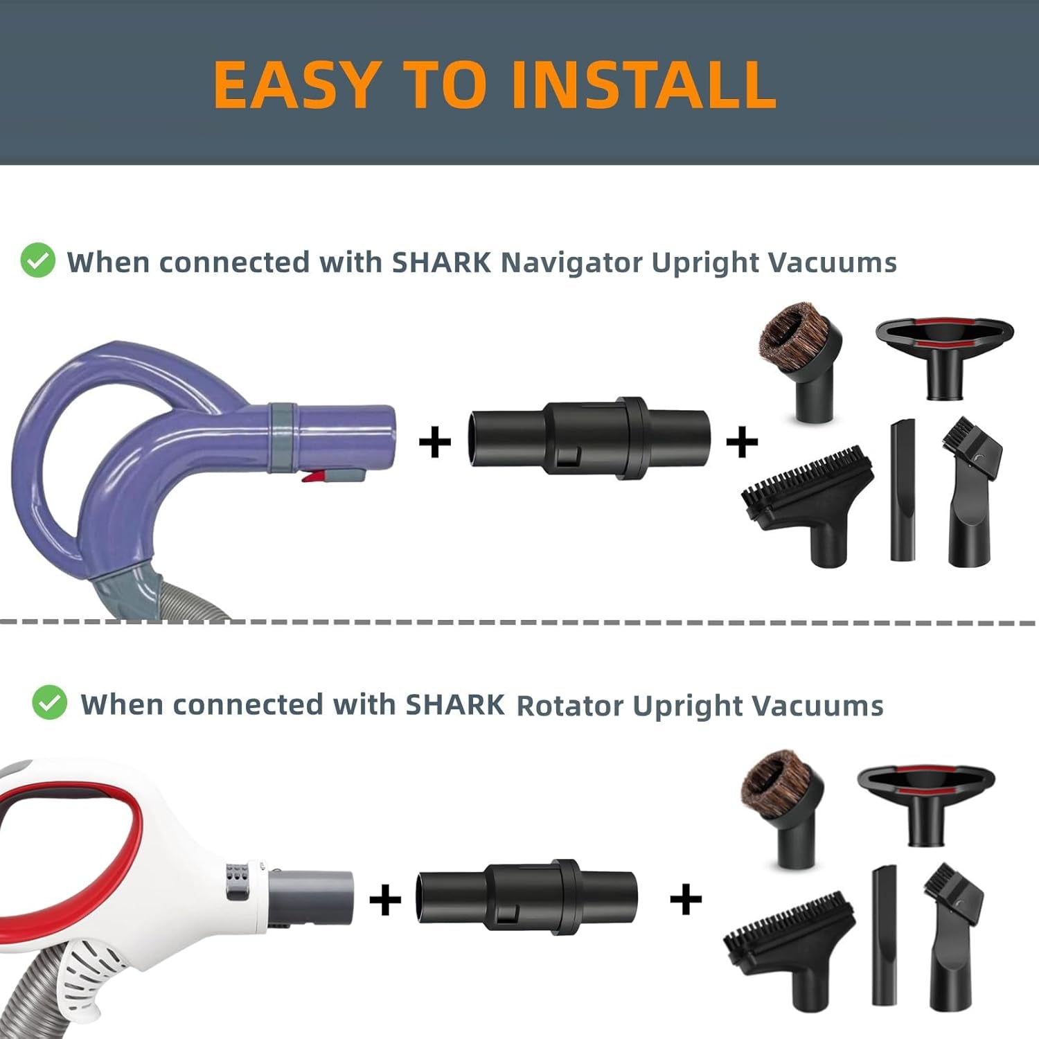JEDELEOS Vacuum Attachment Kit for Shark Navigator NV351 NV352 NV356E NV357 NV360 and Rotator NV501 NV502 NV503 NV505 Upright Cleaner Series, 1 1/4" Accessories Set Brush Tool