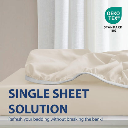 Cathay Home Queen Fitted Sheet Only – Double Brushed Microfiber Ultra Soft, 14" Extra Deep Pocket for 10"-14" Mattress, Wrinkle & Fade Resistant Bed Sheet, Cream