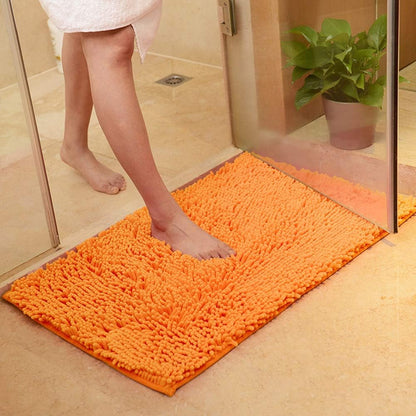 Vctops Orange Fall Plush Chenille Bath Rugs Extra Soft and Absorbent Microfiber Shag Rug, Non-Slip Runner Carpet for Tub Bathroom Shower Mat Orange 16" X 24"