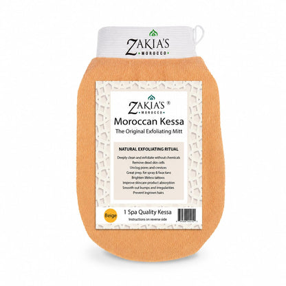 Original Kessa Exfoliating Glove - Salmon Beige - Microdermabrasion Exfoliating Mitts, Removes Unwanted Dead Skin, Dirt and Grime and Keratosis Pilaris. Great for Spray Tan Removal. 1 Unit