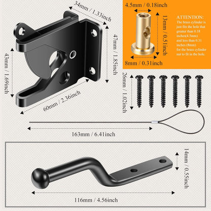 Hotop Self Locking Gate Gravity Latch for Wooden Fence, Heavy Duty Gravity Fence Latch with Stainless Steel Spring Loaded, Automatic Cable Pull Door for Outdoor Pool Metal Post Mount Garden Shed