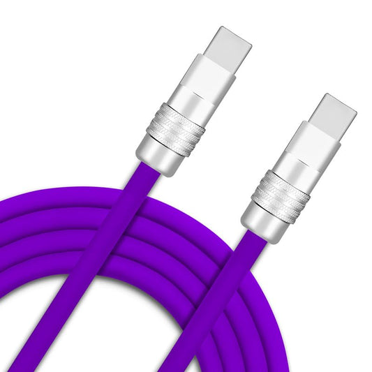 Chubby 2.0 Durable Fast Charging Cable USB Type-C Cables Ultra-Thick Silicone Cord USB-C to USB a Cable for Cell Phones, Android Devices and More, Purple, Type-C to Type-C, 6.6 FT