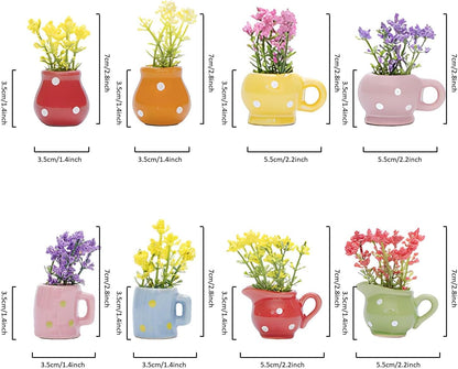 8Pcs Cute Mini Magnetic Vase for Fridge-Decorative Flowers Magnets,Vase Magnets for Fridge,Decoration for Home, Kitchen, Office, School, Locker, Whiteboard (Eight Flowered Vase Magnets)