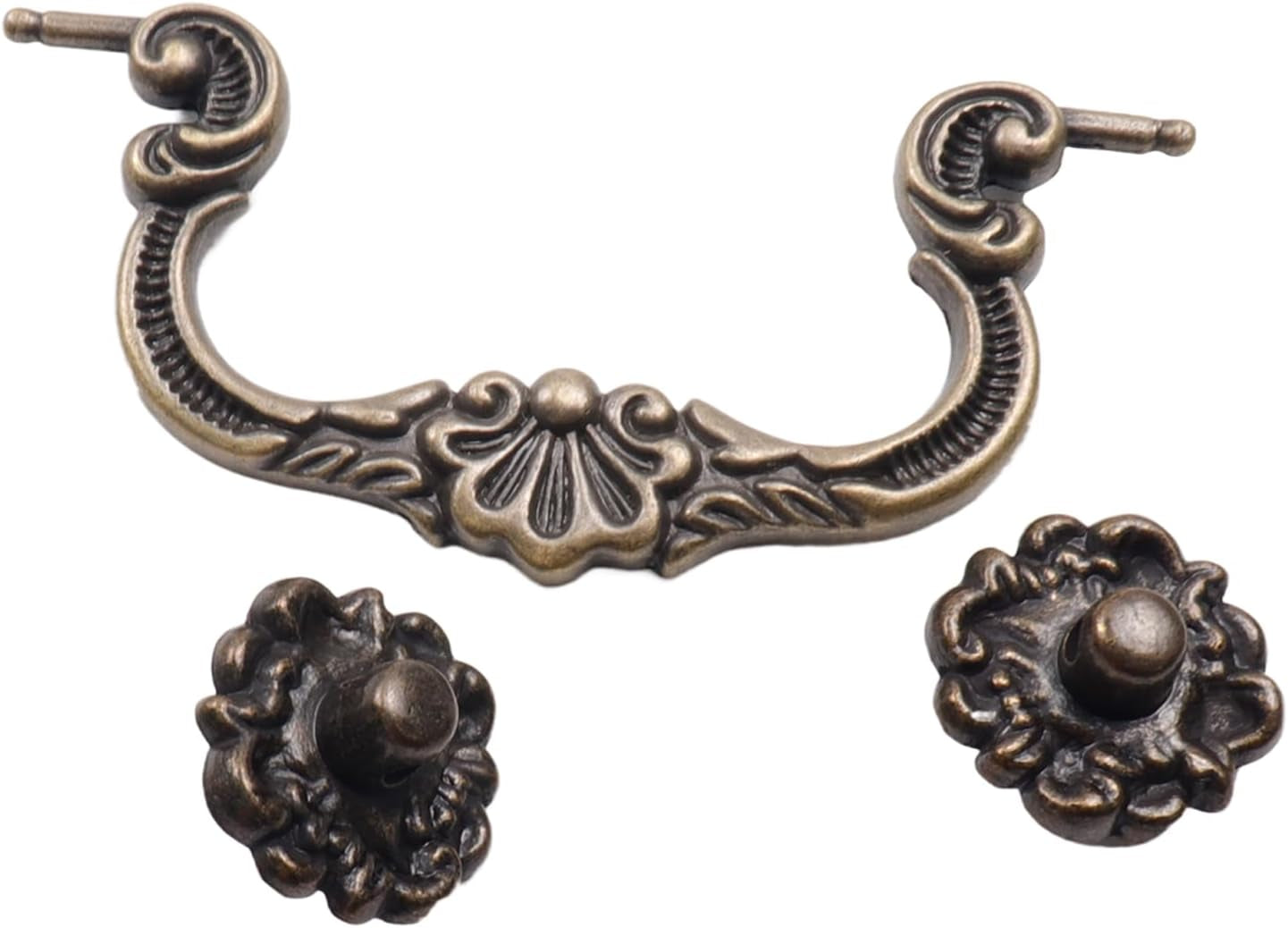 6 Pcs Antique Bail Handle Drop Pulls Vintage Bronze Drop Bail Drawer Pulls Cabinet Pull Handles for Closets, Cabinet, Drawer, Furniture (3.78" Hole Centers, 5.15" Total Length)