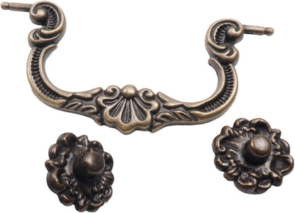 6 Pcs Antique Bail Handle Drop Pulls Vintage Bronze Drop Bail Drawer Pulls Cabinet Pull Handles for Closets, Cabinet, Drawer, Furniture (3.78" Hole Centers, 5.15" Total Length)