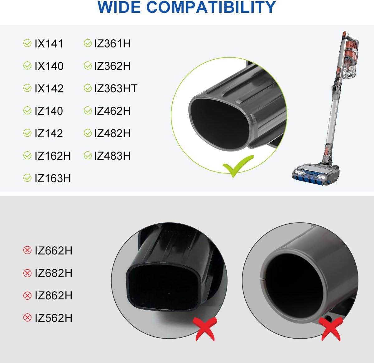 LANMU Crevice Tool Vacuum Attachments Compatible with Shark IX141 IZ363HT IZ362H IZ363HT IZ362H Pet Cordless Stick Vacuum, Horse Hair Brush Replacement Parts for D-Shaped Interface Vacuum