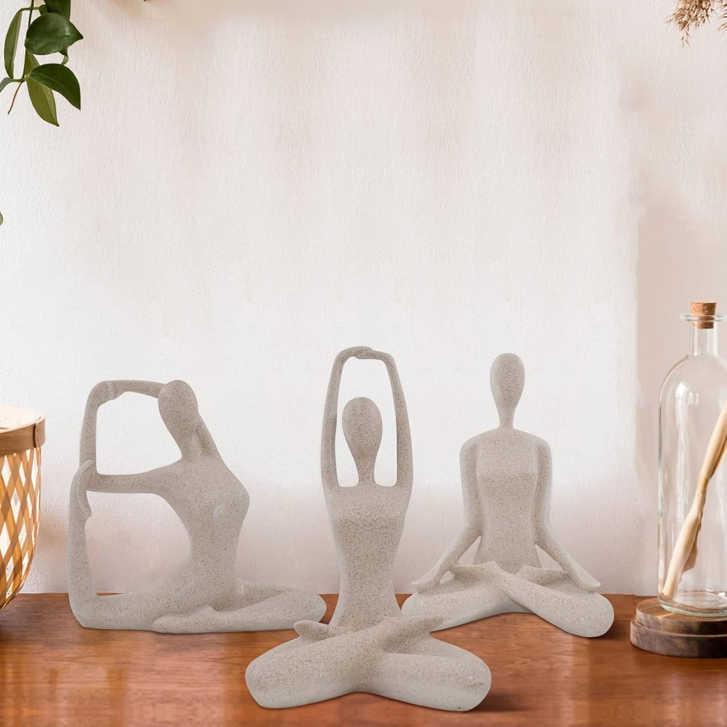 SIMON'S SHOP Yoga Lady Statue Modern Sculpture for Home Office Desk Decor Resin Sandstone Abstract Figurine Yogis Gifts 9 1/2 Inches