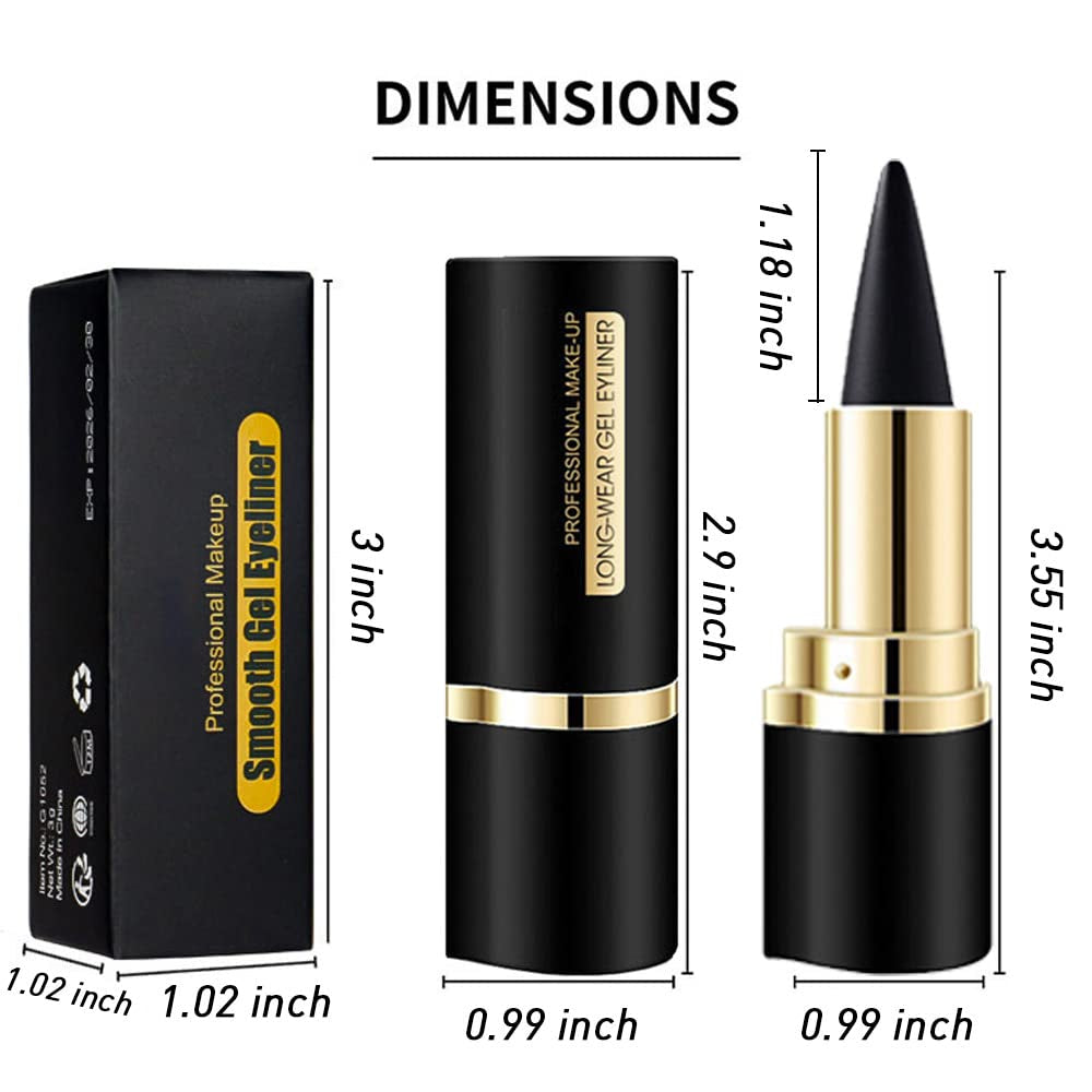 Kaely 2Pcs Gel Eyeliner Pencil, Natural Black Eyeliner Cream, Liquid Eye Liner Pencils for Older Women Waterproof, Smoky Eyeshadow Palette Goth Halloween Makeup Kit, Delineador De Ojos Contra El Agua