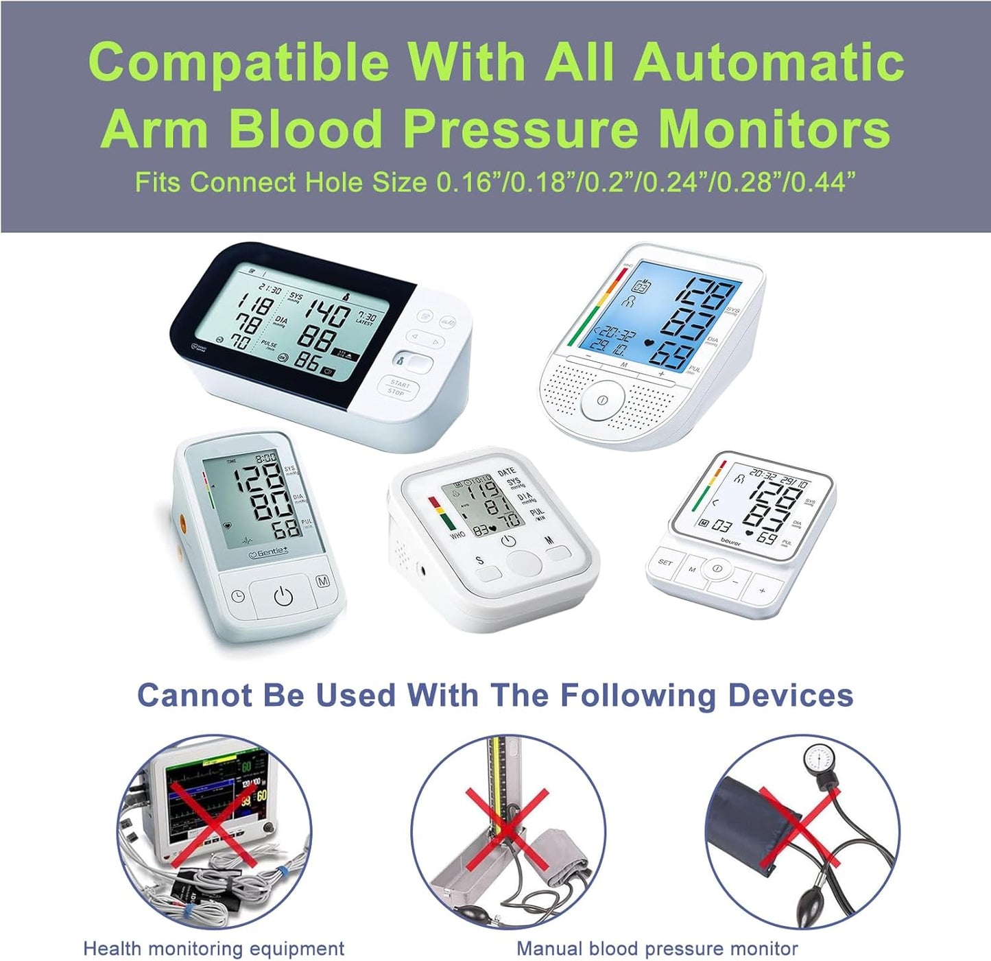 Replacement Extra Large Cuff for Omron BP Monitors 22-52CM Big Arm - Adjustable XL Blood Pressure Cuff, Includes 6 Universal Interface, Blood Pressure Monitors Large Cuff Compatible（Dark Gray）