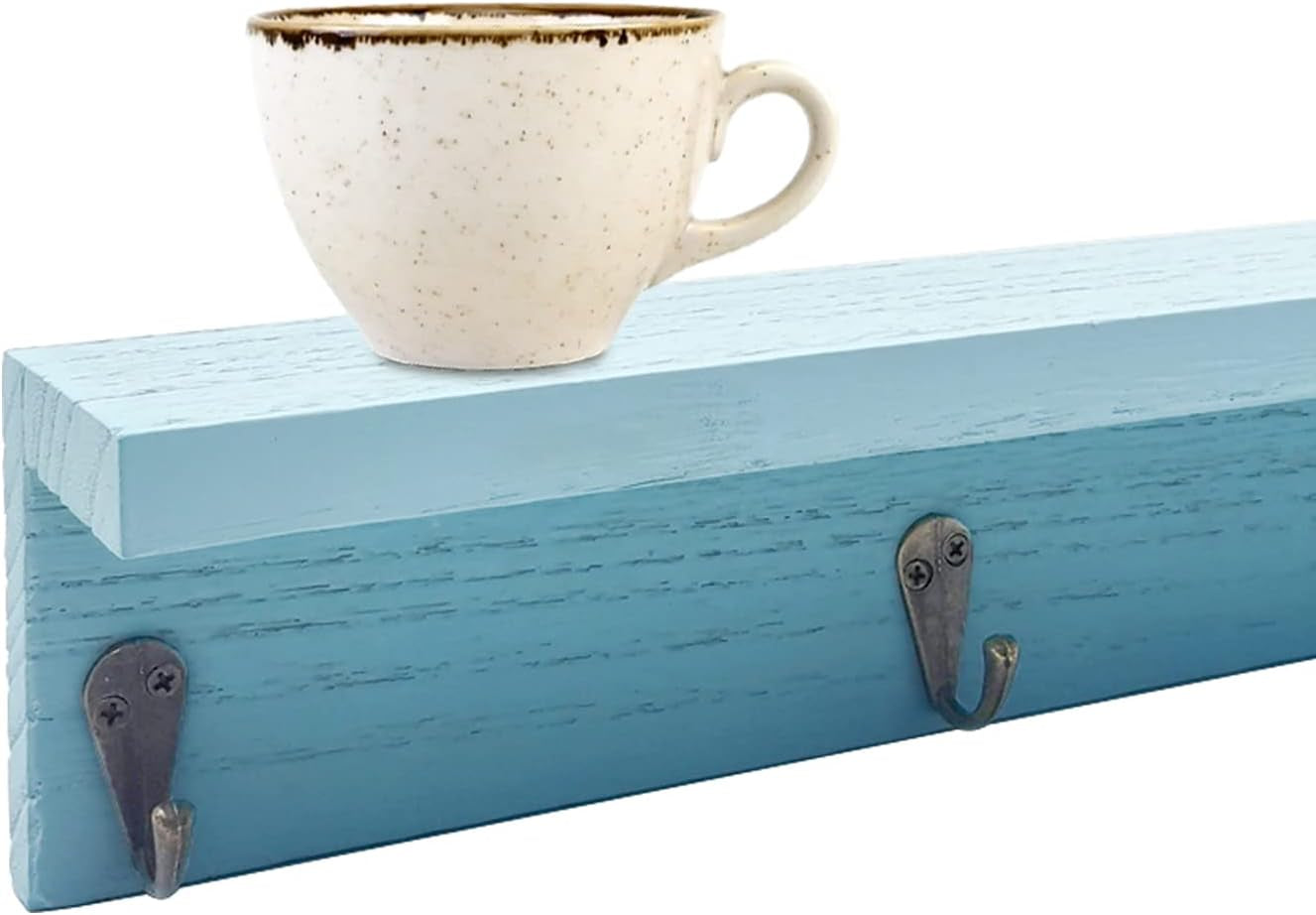 Coffee Cup Holder Coffee Mug Holder with Sturdy Hooks Coffee Bar Accessories Mug Rack for Farmhouse Kitchen Decorations, Coffee Station Decor, Mug Organizer, Mug Display (Blue)