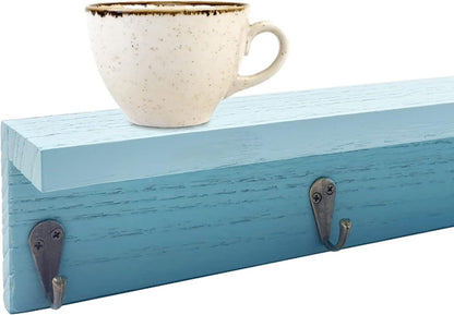 Coffee Cup Holder Coffee Mug Holder with Sturdy Hooks Coffee Bar Accessories Mug Rack for Farmhouse Kitchen Decorations, Coffee Station Decor, Mug Organizer, Mug Display (Blue)