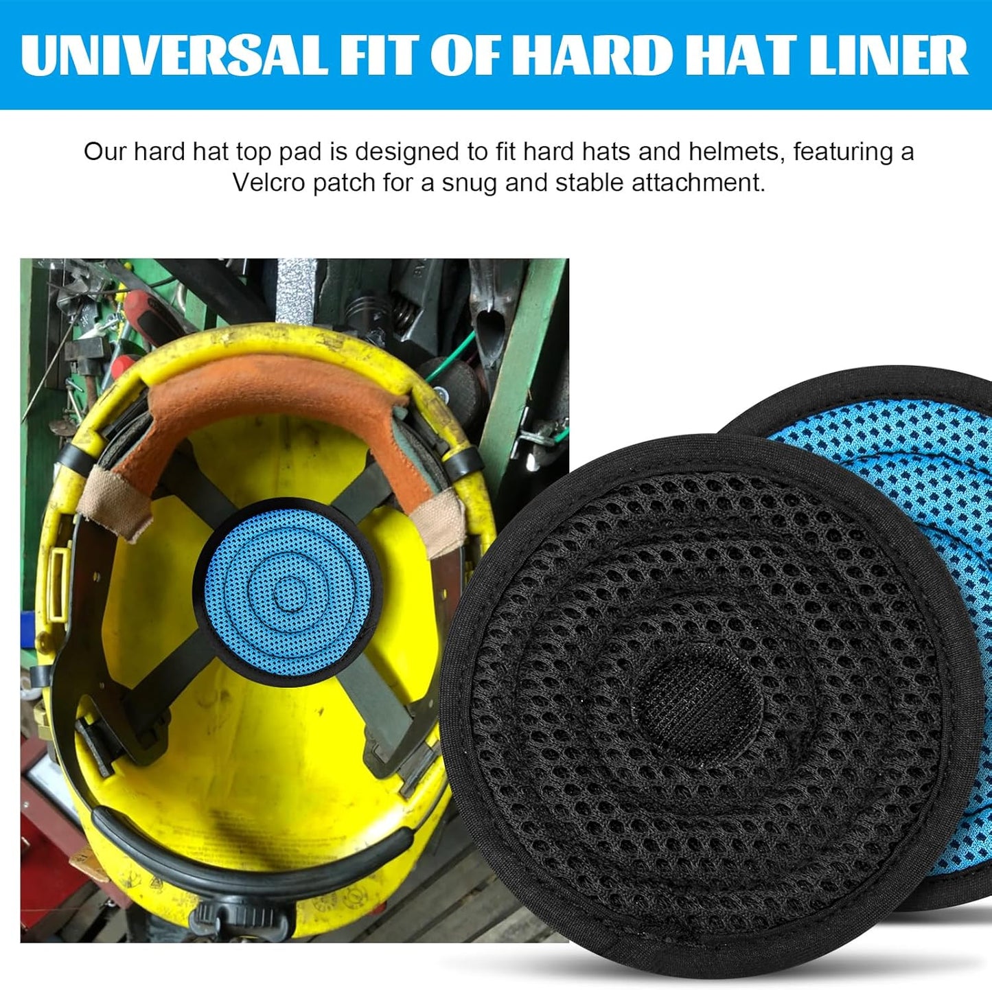 Hard Hat Top Pad, Washable Cooling Hard Hat Inserts/Liner/Cushions Replacement for Helmets, Hardhat Suspension Accessories (Blue, 6 Pack)