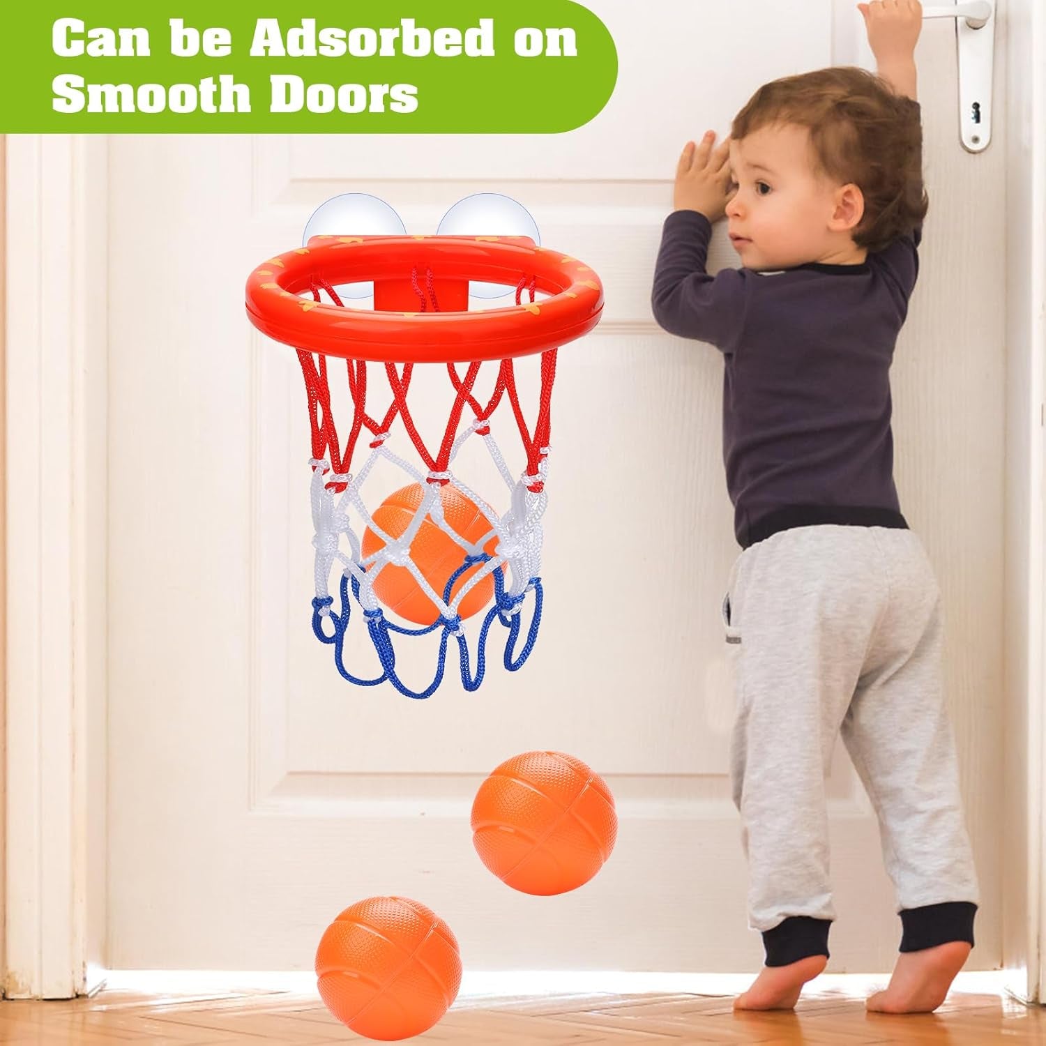 KSABVAIA Bath Toys - Bathtub Basketball Hoop for Kids Toddlers - Bath Toys Shower Toys for Kids Ages 4-8,Suction Cup Basketball Hoop & 3 No Hole Balls Set for Boys Girls