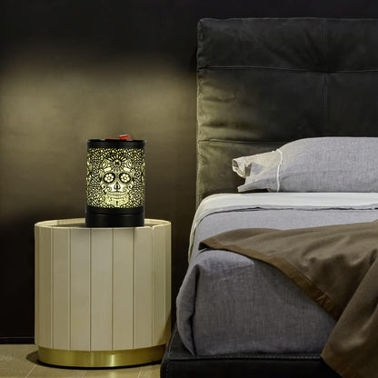 Enaroma Fragrance Wax Melts Warmer with 7 Colors LED Changing Light Classic Black Forest Design Scent Oil Candle Warmer for Home Skull