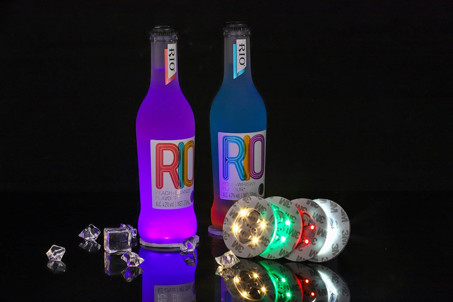 HANCIRCLE LED Coaster Colorful,12 Pack Light up Coasters,Led Sticker Lights,Wine Bottle Lights,For Drinks,Bar Accessories,Party,Wedding