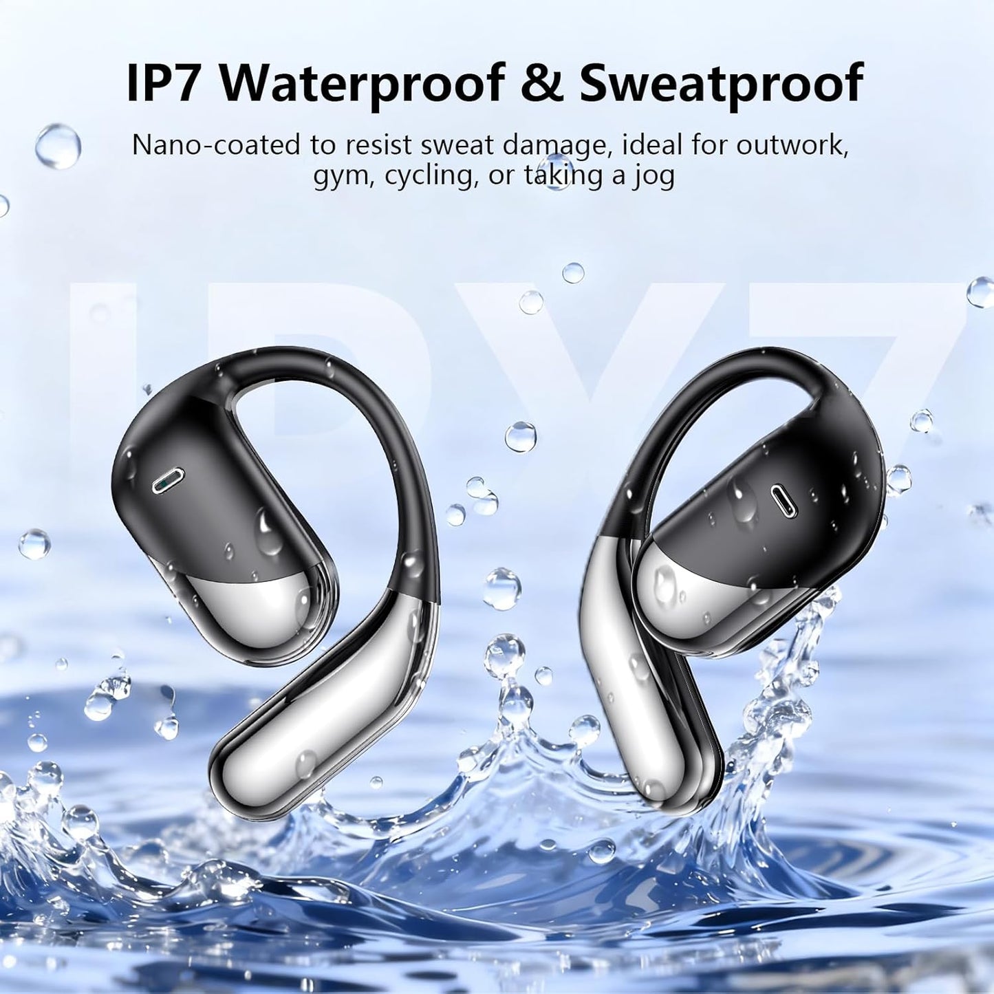 Open Ear Bone Conduction Headphones，,Over Ear Earbuds with Ergonomic Earhook,Bluetooth Headphones 5.4 with Smart Digital Display,50H Playtime Translation Earbuds Real Time - AI 144 Language