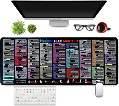 Excel Cheat Sheet Desk Pad (2026 Pro) — 231+ Shortcuts Mouse Pad for Keyboard and Mouse, XXL Waterproof Non-Slip Desk Mat for Office, Home, Gaming, Data Analysis, 31.5 X 11.8 In