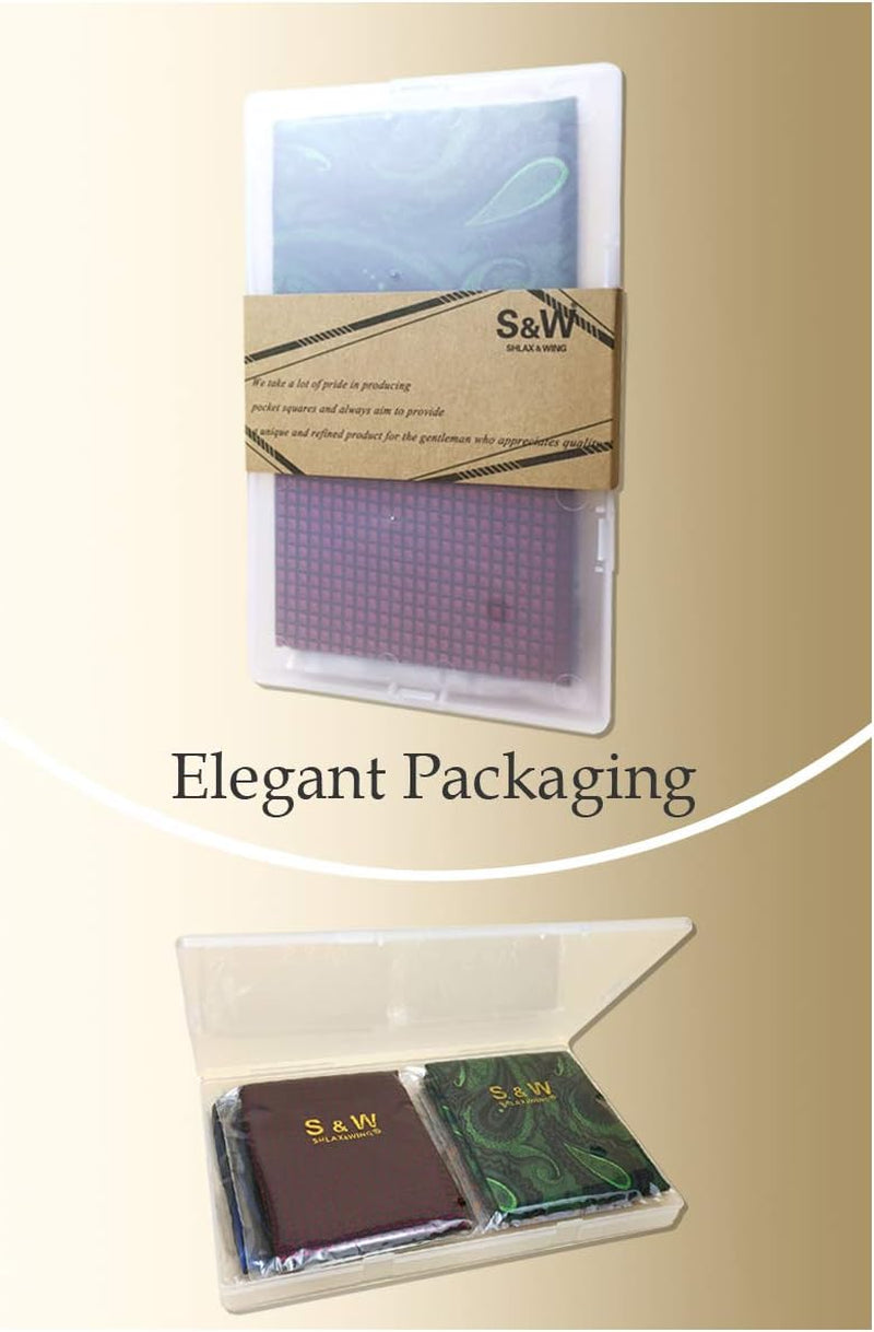 SHLAX&WING Assorted 5 Pieces Mens Silk Pocket Squares Handkerchiefs Set Lot