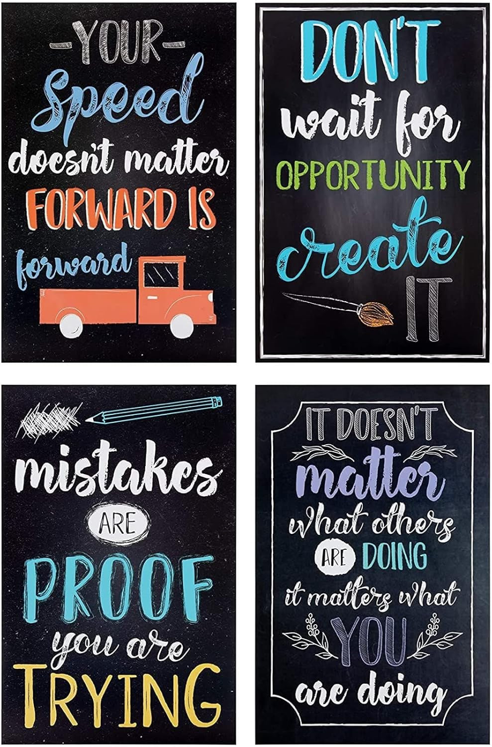 Juvale 20-Pack 13X19 in Motivational Classroom Posters - Chalkboard-Style Wall Decor, Classroom Decor, Bulletin Board Decorations, School Supplies for Teachers, Growth Mindset Posters