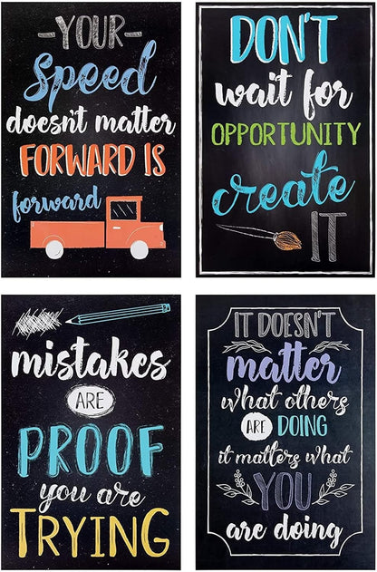 Juvale 20-Pack 13X19 in Motivational Classroom Posters - Chalkboard-Style Wall Decor, Classroom Decor, Bulletin Board Decorations, School Supplies for Teachers, Growth Mindset Posters