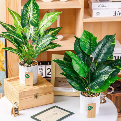 Der Rose 2 Pack 16" Fake Plants Artificial Tropical Plants Indoor Faux Greenery for Home Office Desk Bathroom Decor