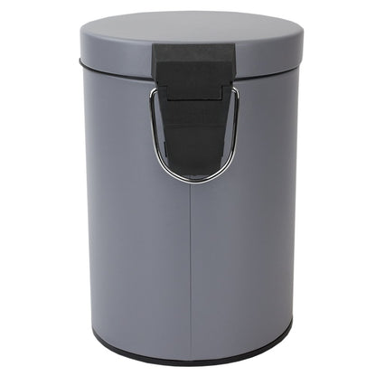 Home Basics Paris Collection Bathroom Accessories, Office, Bedroom, Decorative Waste Basket with Stylish Accent Decor to Complement Any Bathroom, 3 Liter Waste Bin, Grey