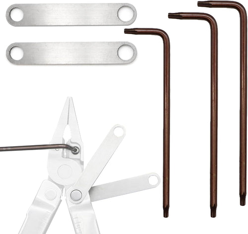 Wrench Set for Multi-Tools - Includes 2 304 Stainless Steel Knurled Nut Wrenches, 2 S2 Steel T10 & 1 T8 Wrenches, Ideal Addition to Multi-Tool Kit for Adjusting Screw Tightness