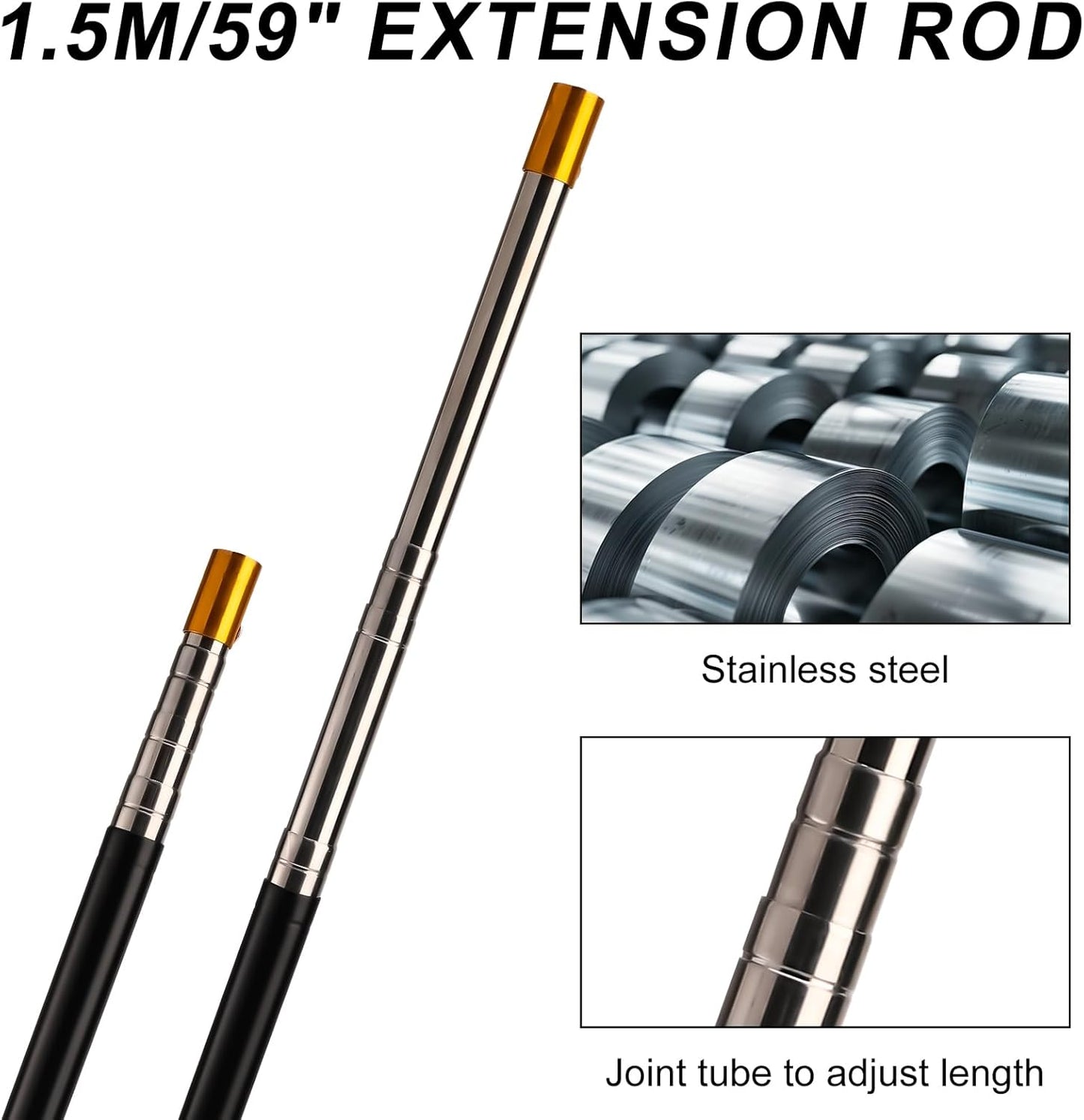 Ladder Pull down System Kit, Attic Ladder Pull down System Loft Stair Pull Kit Telescopic Pull down Rod up to 59 Inch Extension Pole with Hooks & Screws for Attic Ladder Accessories Tools