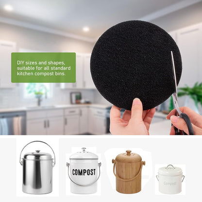 Charcoal Filters for Kitchen Compost Bin, 10 Pack Compost Filters for Countertop Bin Pail Replacement, Activated Charcoal Home Bucket Refill Sets, round 6.7 Inch
