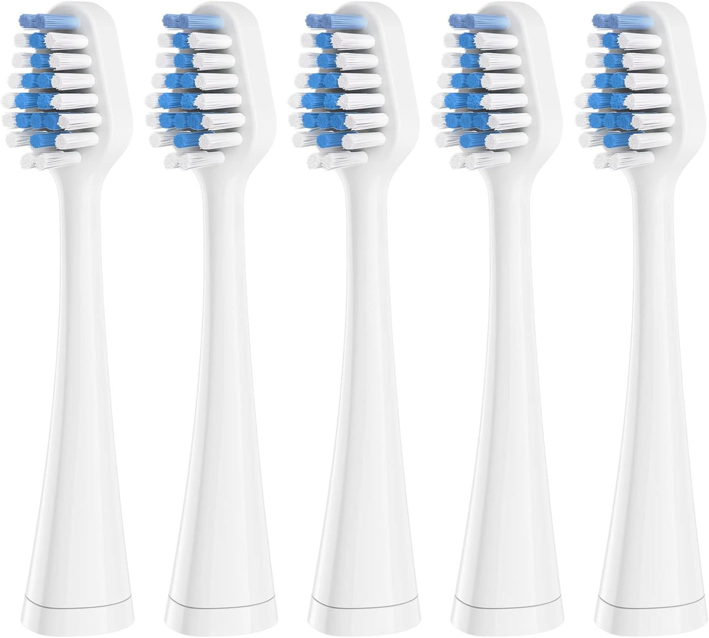 Replacement Toothbrush Heads for Waterpik Complete Care 5.0/9.0 Tooth Brush, and for Aquasonic Duo Series and Home Dental Center Electric Toothbrush, 5 Count, White