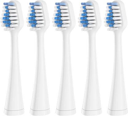 Replacement Toothbrush Heads for Waterpik Complete Care 5.0/9.0 Tooth Brush, and for Aquasonic Duo Series and Home Dental Center Electric Toothbrush, 5 Count, White