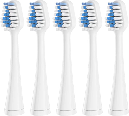 Replacement Toothbrush Heads for Waterpik Complete Care 5.0/9.0 Tooth Brush, and for Aquasonic Duo Series and Home Dental Center Electric Toothbrush, 5 Count, White