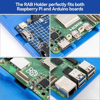 Sunfounder RAB Holder Breadboard Kit for Raspberry Pi Compatible with Arduino Uno R4 Minima/Wifi/Uno R3/Mega R3, Raspberry Pi 5 4B 3B+ 3B 2 Model B and 400 830 Points Breadboard