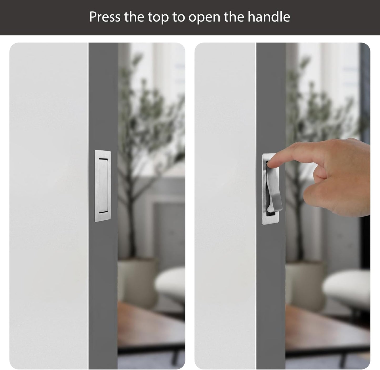 Malimali Pocket Door Pull Handle, Edge Pull, Stainless Steel Pocket Door Hardware Recessed Sliding Door Pulls Finger Flush Pull (Brushed Steel, 2 Pack)