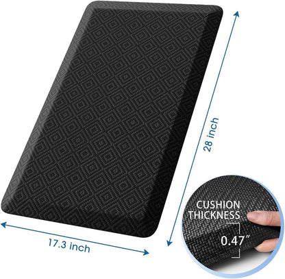 Mattitude Kitchen Mat Cushioned Anti-Fatigue Floor Mat Water Resistant Non-Slip Mats and Rugs Standing and Comfort Desk Mats for House Sink Office Laundry (Black, 17.3"X28")