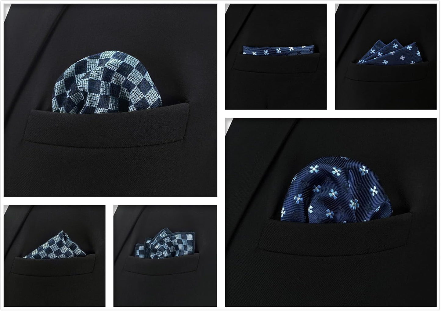 SHLAX&WING Assorted 5 Pieces Mens Silk Pocket Squares Handkerchiefs Set Lot
