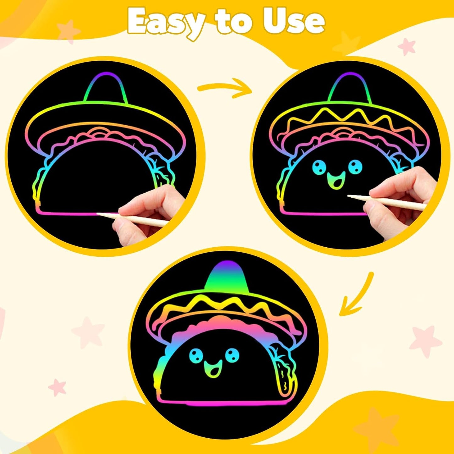 ZMLM Scratch Rainbow Art Paper Set - 100Pcs Magic Scratch off Art Craft Supplies Kits for Kids Girls Boys Black Scratch Notes Sheet Doodle Pad for Fun DIY Toy Return Gift Birthday Party Favors