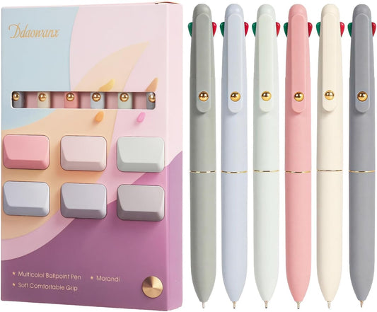 Ddaowanx Multicolor Pens, 4-In-1 Colored Ballpoint Pen 0.5Mm Fine Point Smooth Writing,Nurse Accessories for Work,Gifts for Teen Girls,6-Count