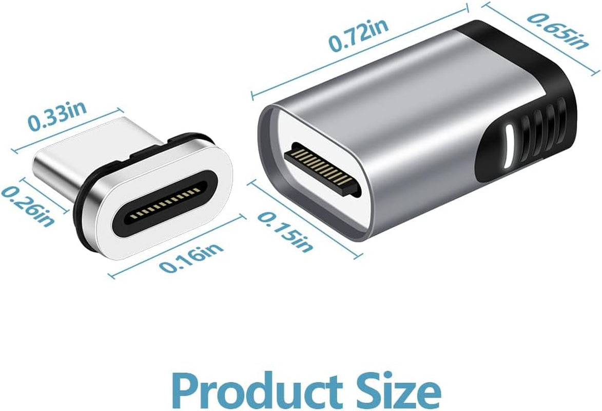 Magnetic USB C Adapter 2 Pack 24 Pin Mini Magnetic USB C Adapter Connector Straight 100W PD Fast Charge 20Gbs Data Transfer USB3.1