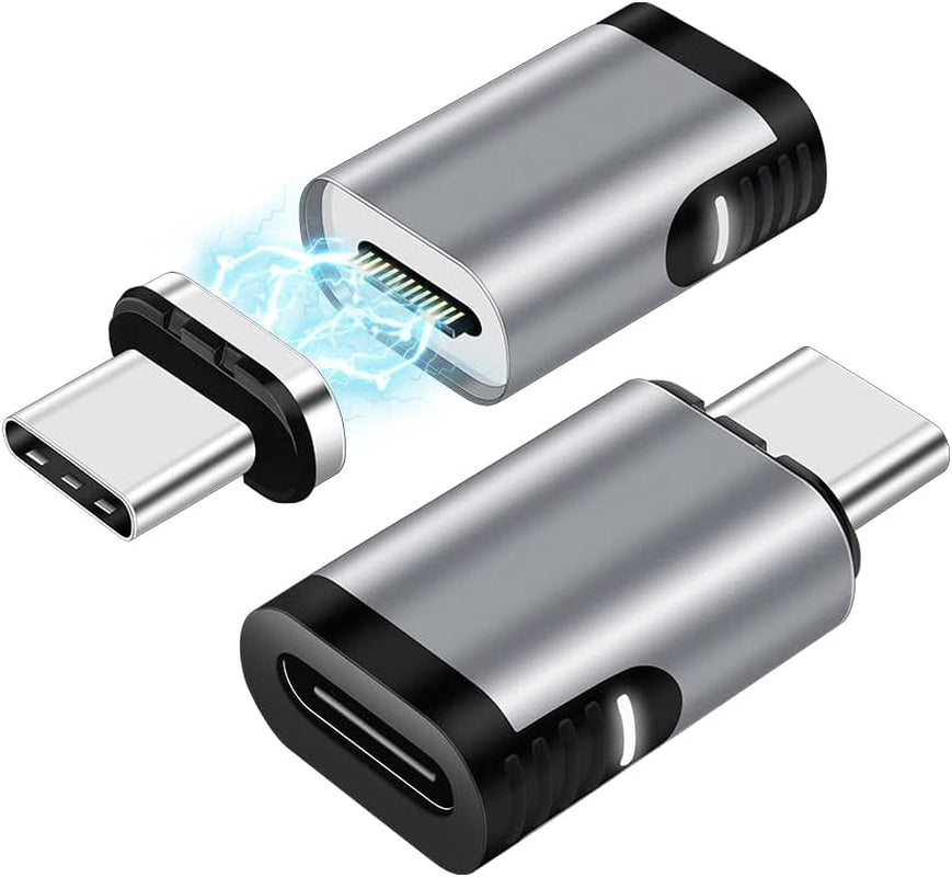 Magnetic USB C Adapter 2 Pack 24 Pin Mini Magnetic USB C Adapter Connector Straight 100W PD Fast Charge 20Gbs Data Transfer USB3.1